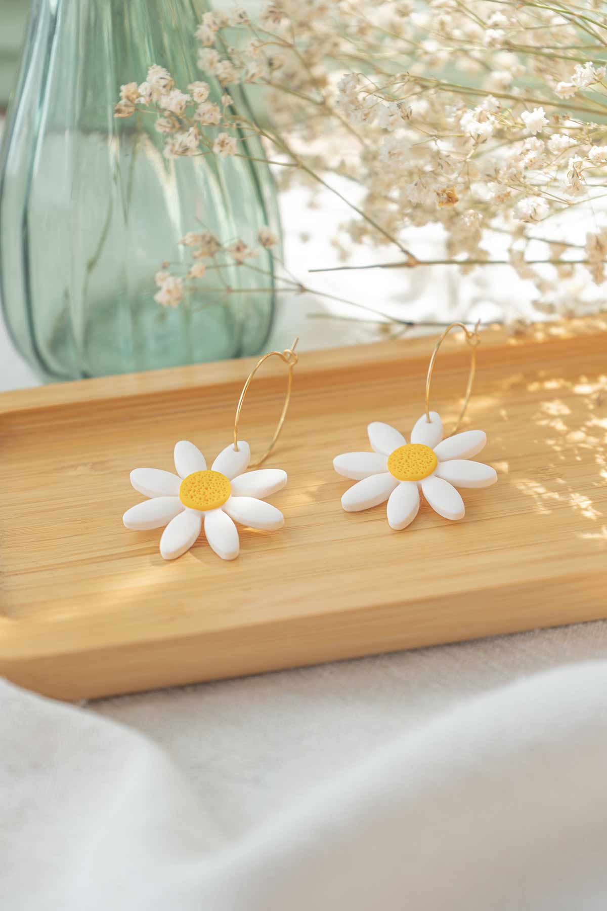 Pendientes Margaritas grandes de aro