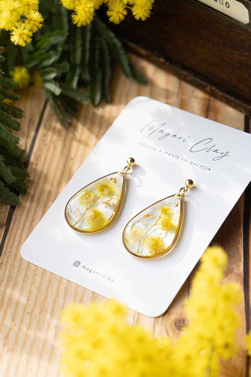 Pendientes de Mimosa "SUSURROS" | Colección  MIMOSAS DE GALICIA