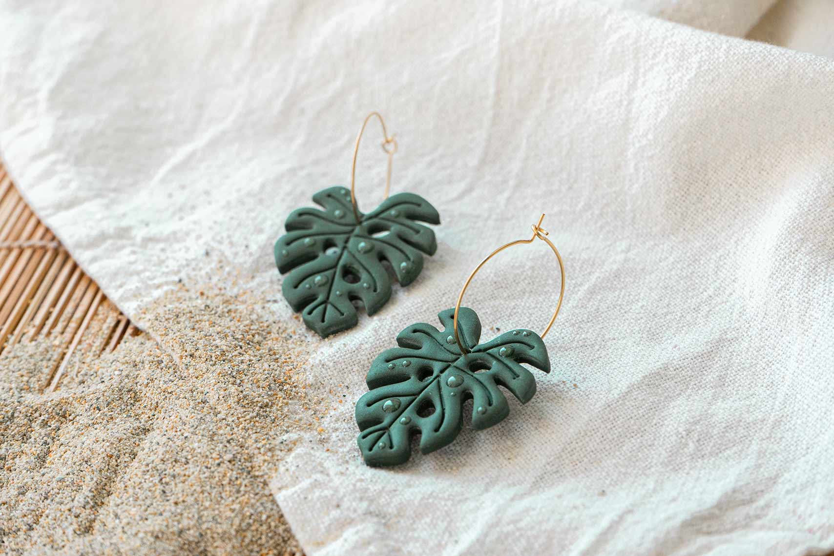 Pendientes monstera tropical aro