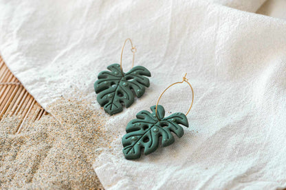 Pendientes monstera tropical aro