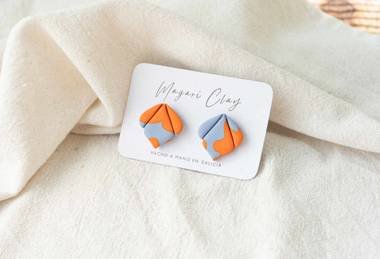 Pendientes PÉTALO (naranja & azul bebé)  | Colección AMBULANTE 🎪 (exclusivos de feria)