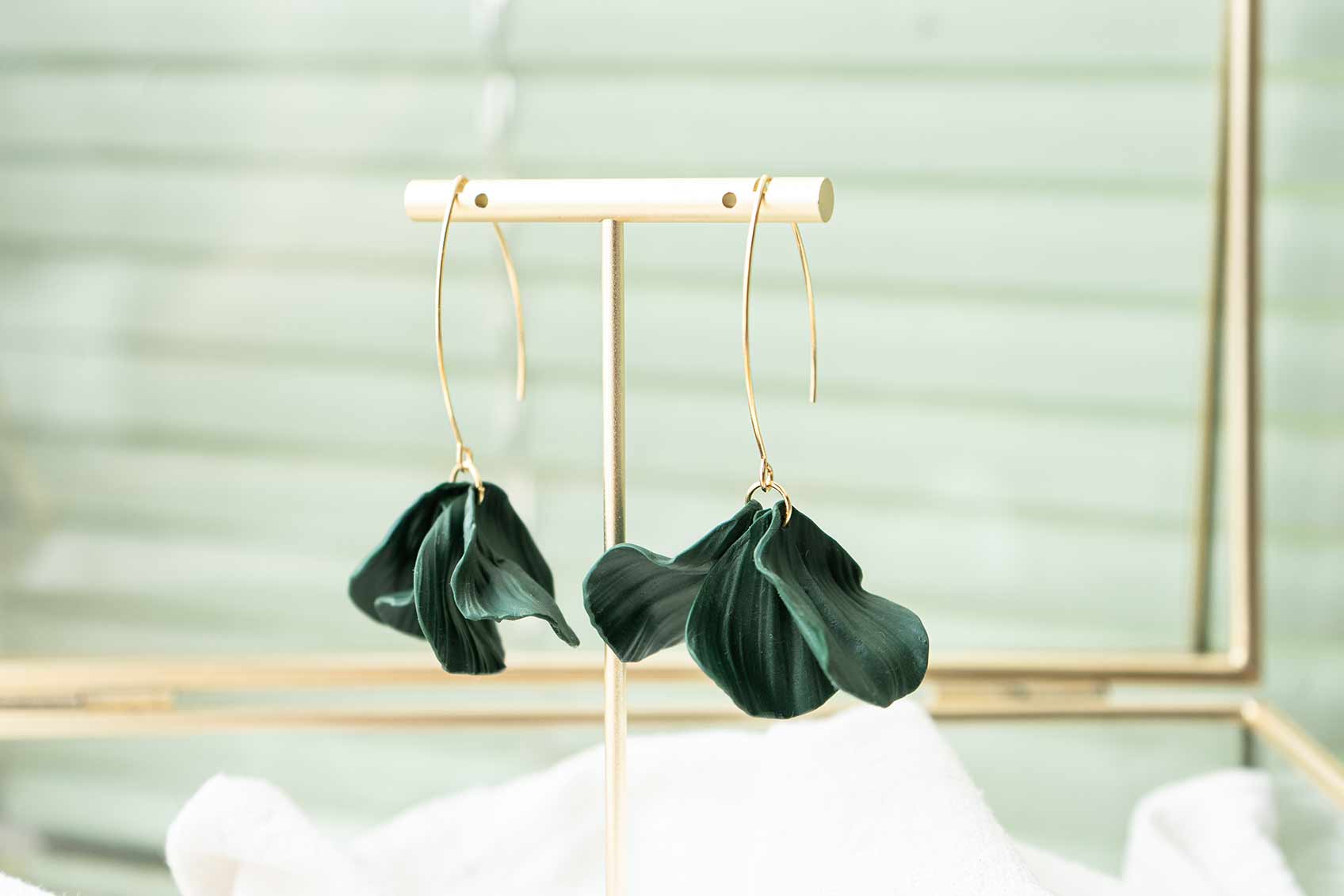 Pendientes pétalos verdes