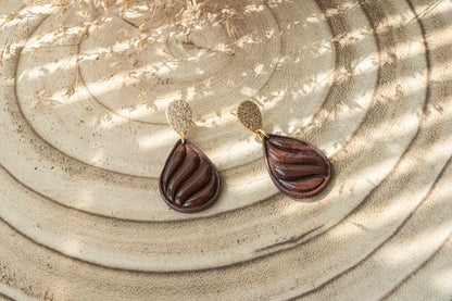 Pendientes lágrima otoñal marrón chocolate