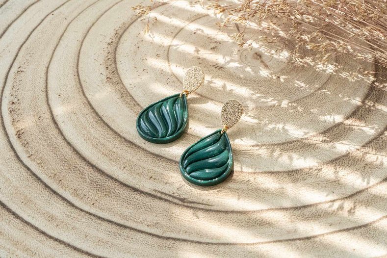 Pendientes lágrima otoñal verde