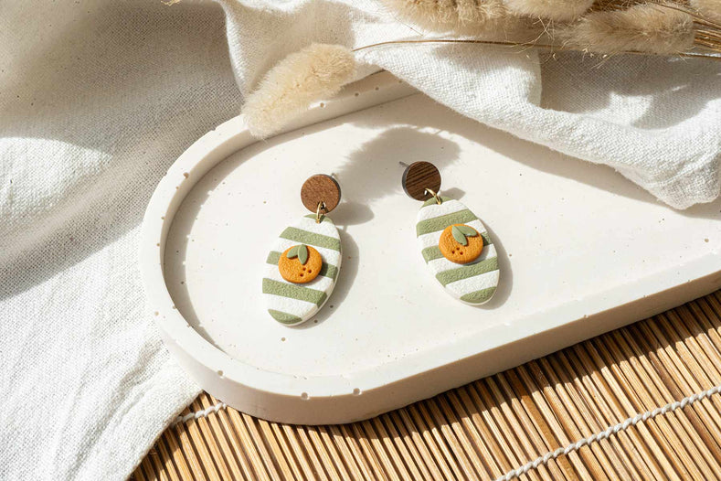 Pendientes rayas marineras y naranjas