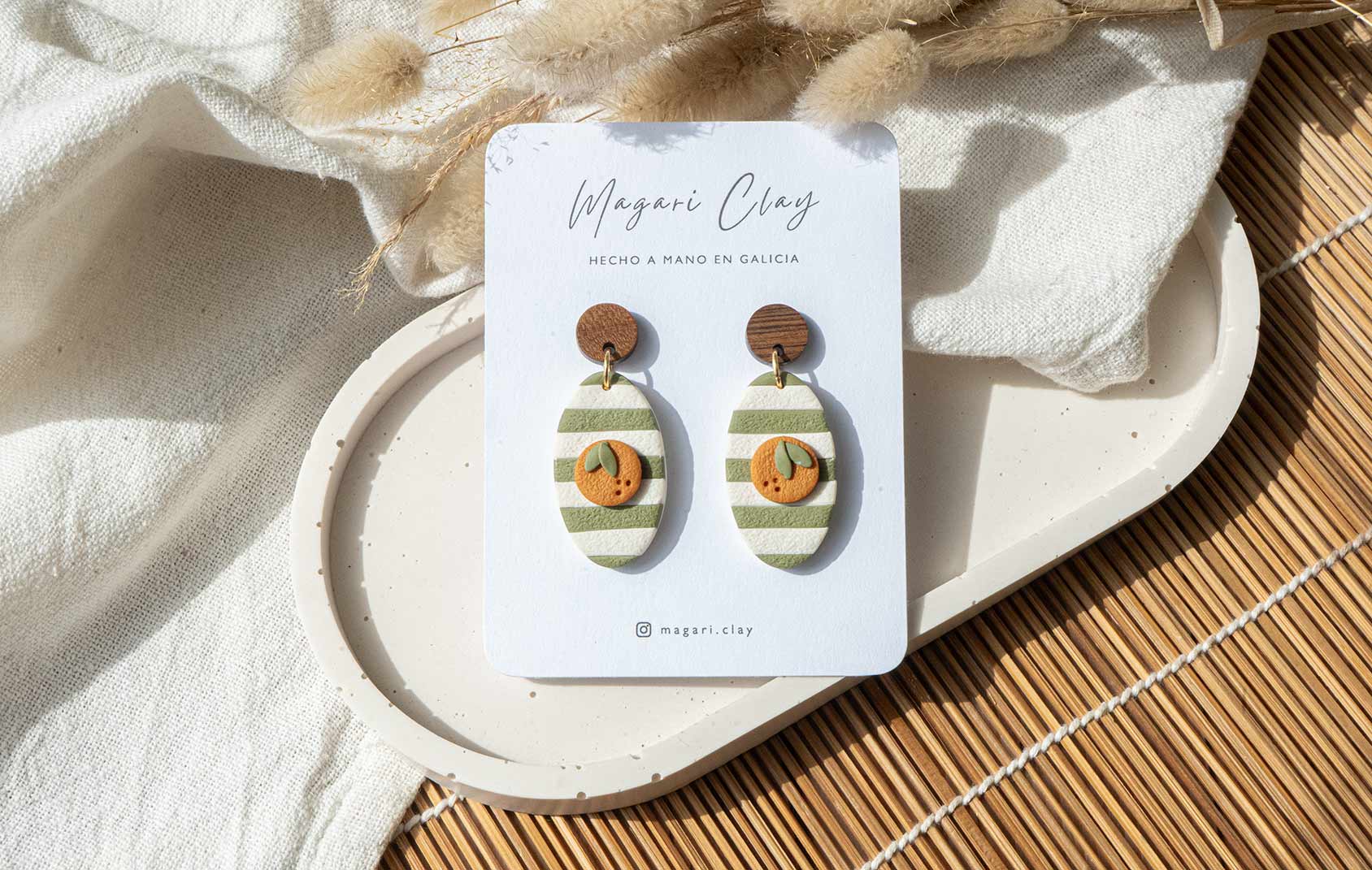 Pendientes rayas marineras y naranjas amalfi