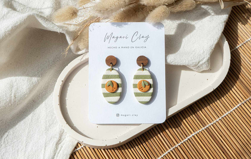 Pendientes rayas marineras y naranjas amalfi