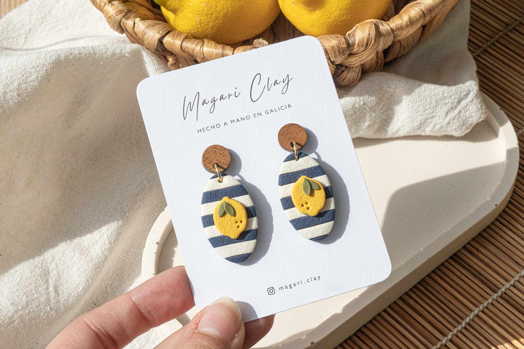 Pendientes rayas marineras y limones
