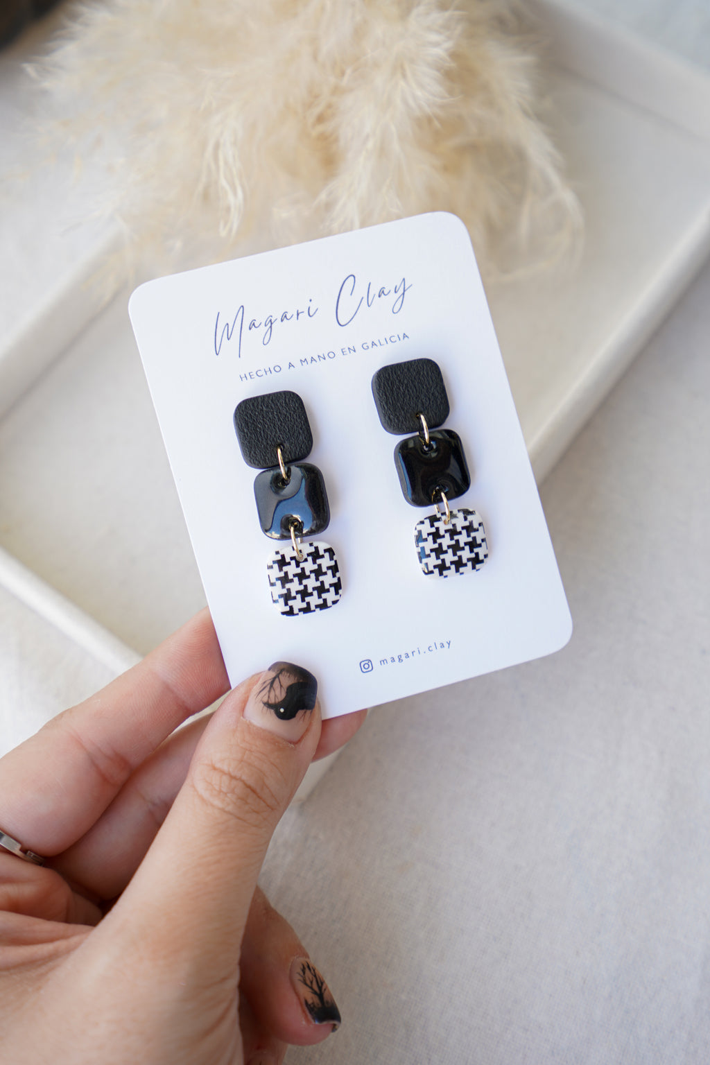 Pendientes CLÍO (estampado pata de gallo)