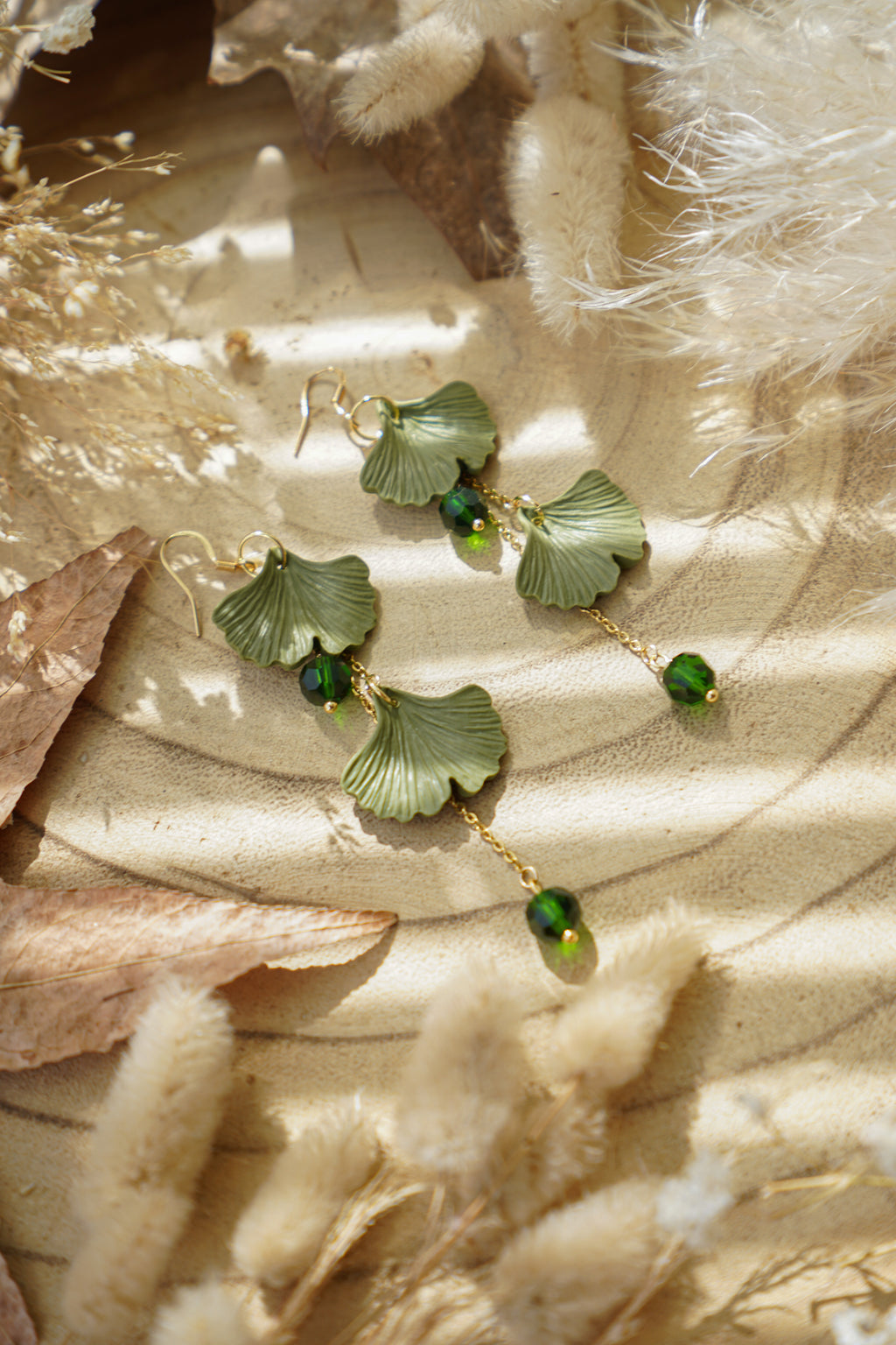Pendientes HECHIZO DE OTOÑO (hojas de Gingko Biloba) | Colección Bosque Encantado