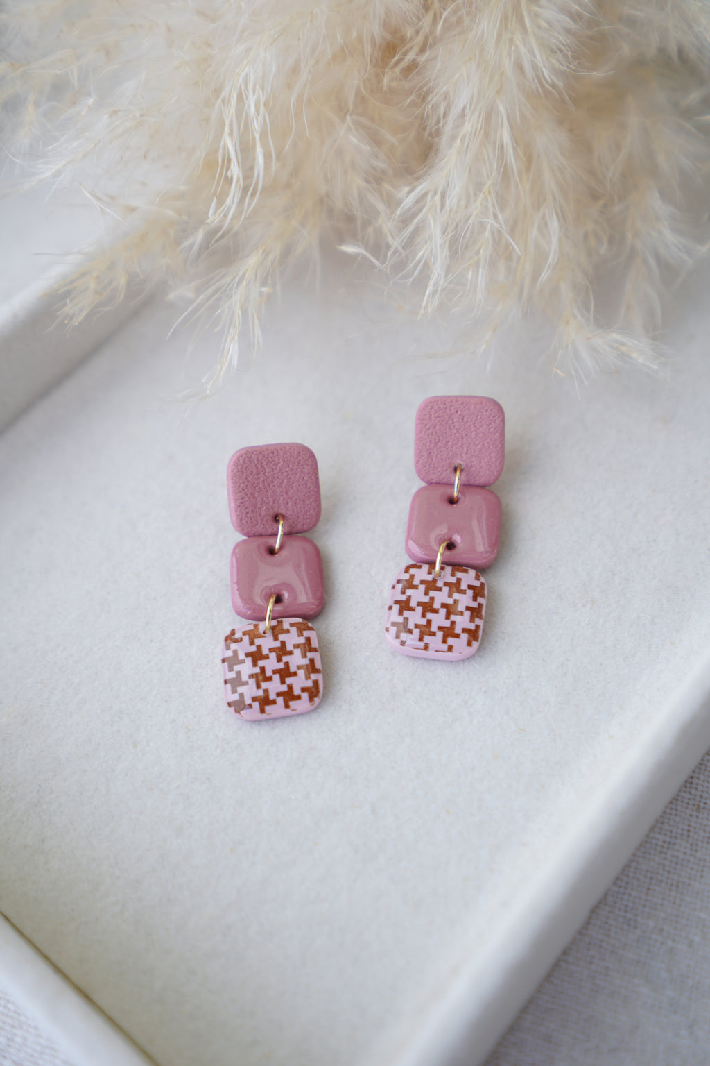 Pendientes CLÍO (estampado pata de gallo)
