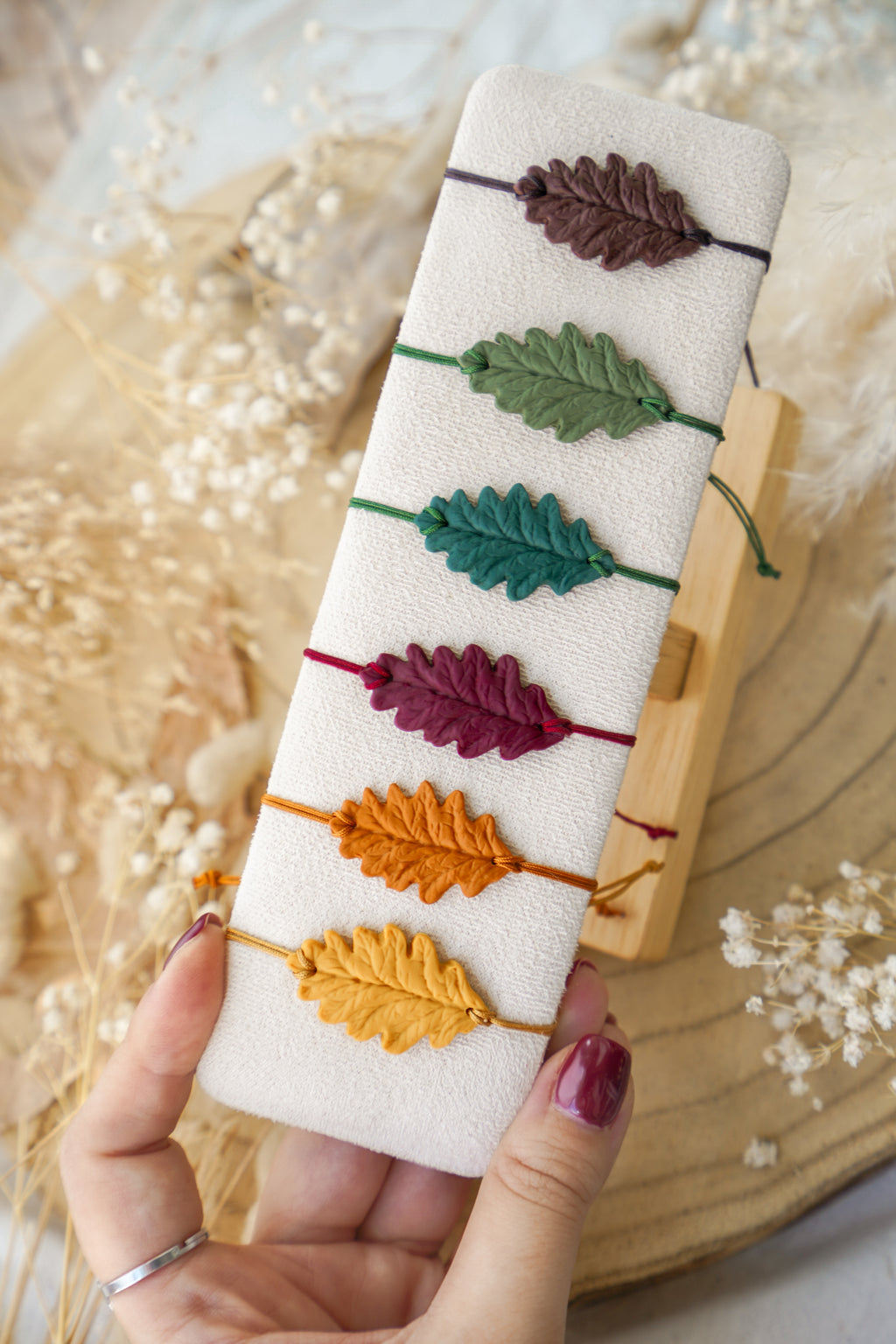 Pulseras SUSURROS DE CARBALLO (hojas de roble) | Colección Bosque Encantado