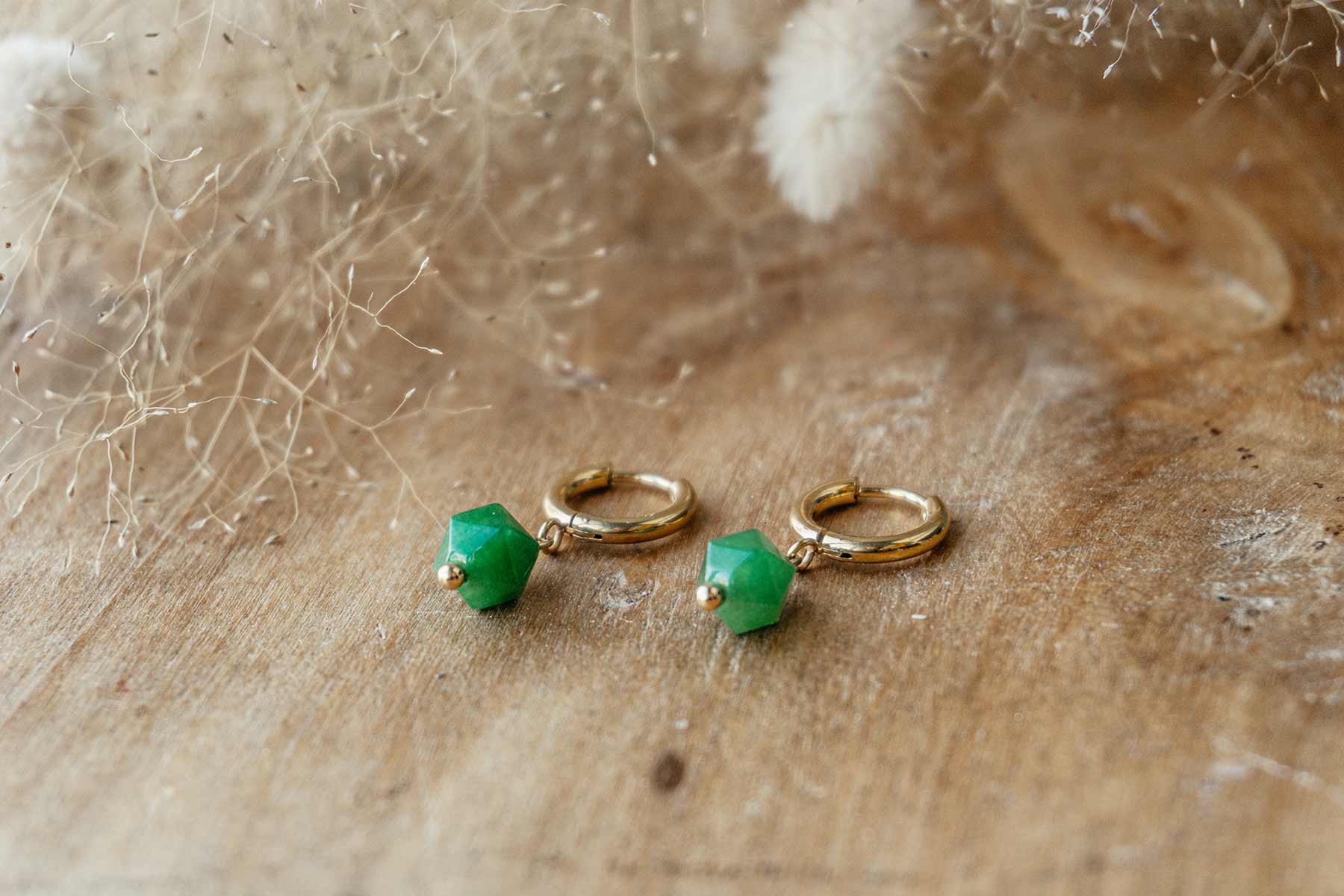 Aros de acero (verde esmeralda) | Colección COCO CHANEL
