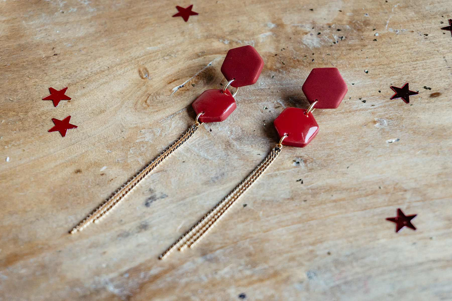 Pendientes rojo oscuro de fiesta